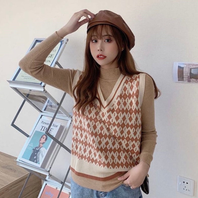 Áo gile len mỏng họa tiết thổ cẩm siêu xinh - Dolce L01 | BigBuy360 - bigbuy360.vn