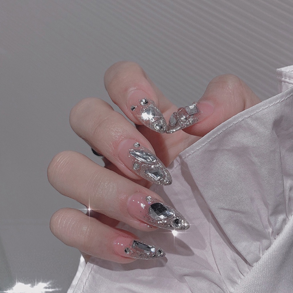 [Hàng mới về] Hộp phụ kiện đá quý nhân tạo trong suốt 3D 6 ngăn nhiều kích thước trang trí móng tay thủ công