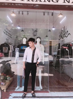 Sơ mi 2 màu đen trắng soái ca