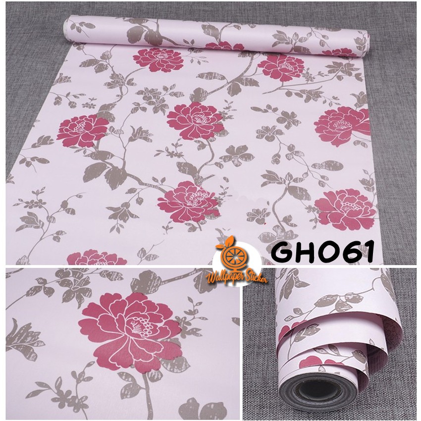 Giấy Dán Tường Họa Tiết Hoa Hồng Đỏ 45cm X 10m Gh061