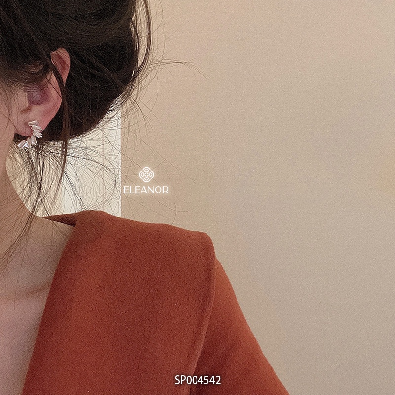 Bông tai nữ chuôi bạc 925 Eleanor Accessories khuyên tai viền cong lấp lánh phụ kiện trang sức 4542