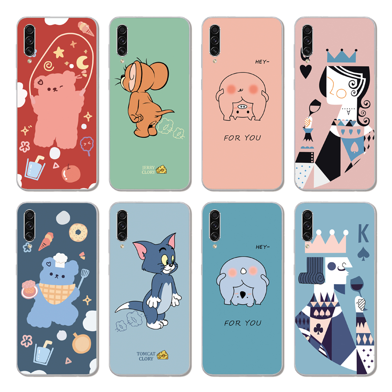 Samsung Galaxy M10 M20 M30 A40S A3 A5 A7 2016 A310 A510 A710 INS Cute Cartoon Little bear Soft Silicone TPU Phone Casing Lovely Cat and Mouse Case Back Cover Couple