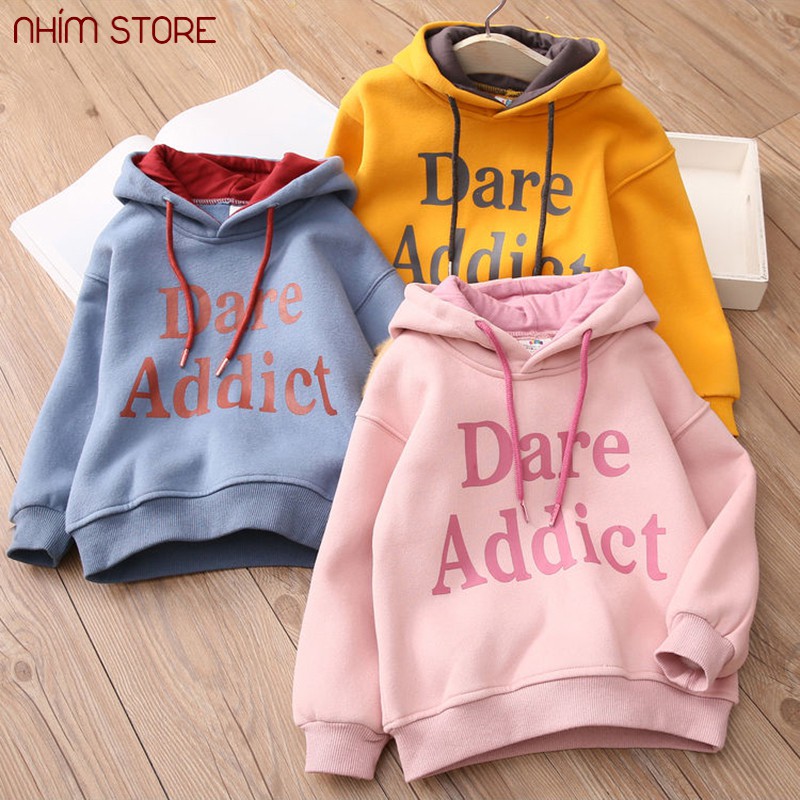 Áo hoodie dare mũ 2 lớp thời trang cho mẹ &amp; bé từ 15-55kg áo khoác trẻ em DARE