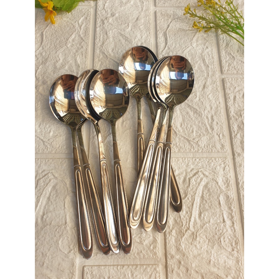 Thìa Canh, Thìa Súp Đầu Tròn Inox 304 Sang Trọng Dùng Cho Nhà Hàng, Khách Sạn, Gia Đình KT: 18x4cm (ảnh thật)