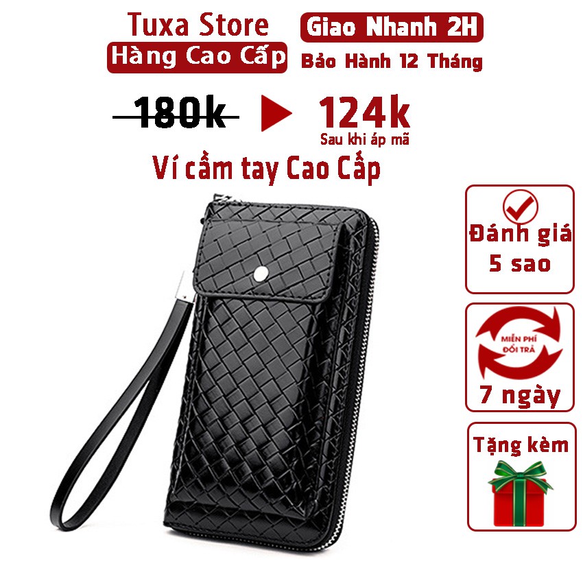 Ví cầm tay nam Dập Vân Cá Sấu Da chống chày xước nước - Ví cầm tay nữ-Tuxa store