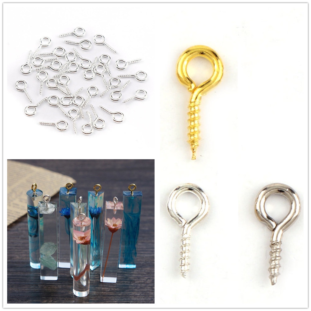 Bộ 100 Đinh Vít Kim Loại Màu Vàng/ Bạc Chuyên Dụng Làm Móc Khóa/ Trang Sức Diy
