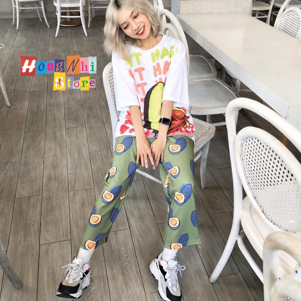 QUẦN CARTOON PANT UNISEX MÀU XANH, QUẦN HOẠT HÌNH TRÁI BƠ- MM | BigBuy360 - bigbuy360.vn