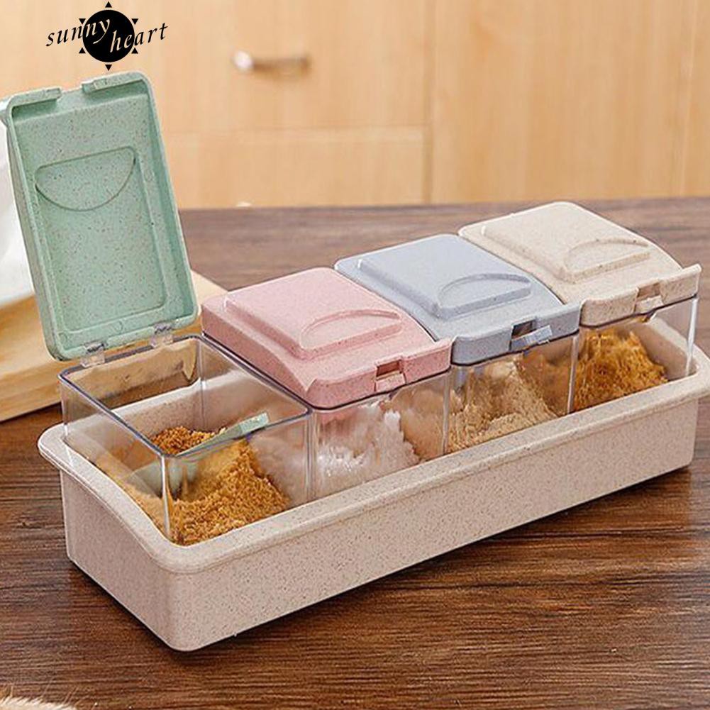 Hộp đựng gia vị 4 ngăn tiện dụng chất lượng cao