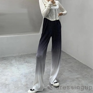 Quần Ống Rộng Palazzo Lưng Cao Xếp Ly Màu Gradient Cho Nữ