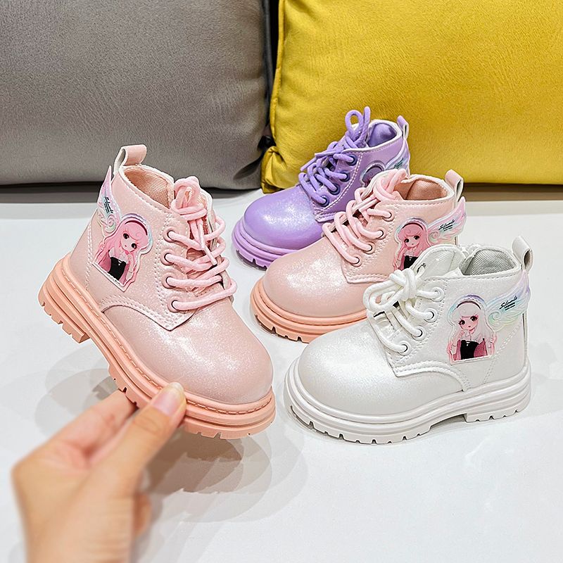 Bốt Bé Gái, Boots Bé Gái Cổ Cao Da Siêu Mềm,Giày Bốt Bé Gái Hình Công Chúa Nhũ Lóng Lánh Siêu Xinh Cho Bé Từ 1-6Tuổi