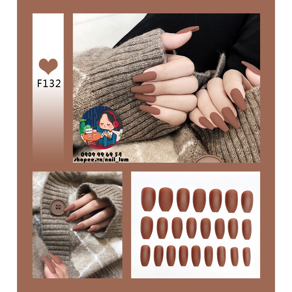 Móng Giả - Nail Dài Đơn Màu [Sẵn Keo - Đóng Hộp 24 Mẫu Đủ Size]