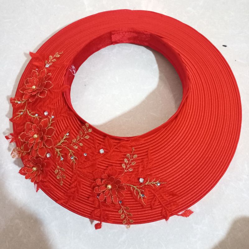 Khăn xếp cô dâu 30 vòng điểm ren 3D