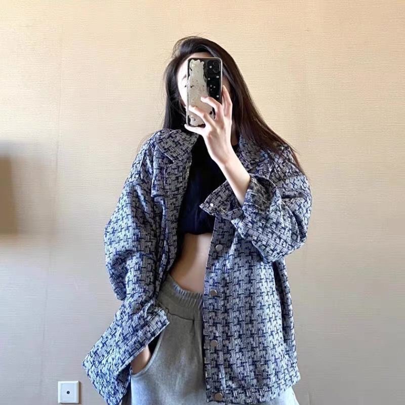 Áo khoác kẻ caro phong cách retro Hàn Quốc oversize from rộng 1 màu duy nhất dành cho nữ kèm ảnh thật