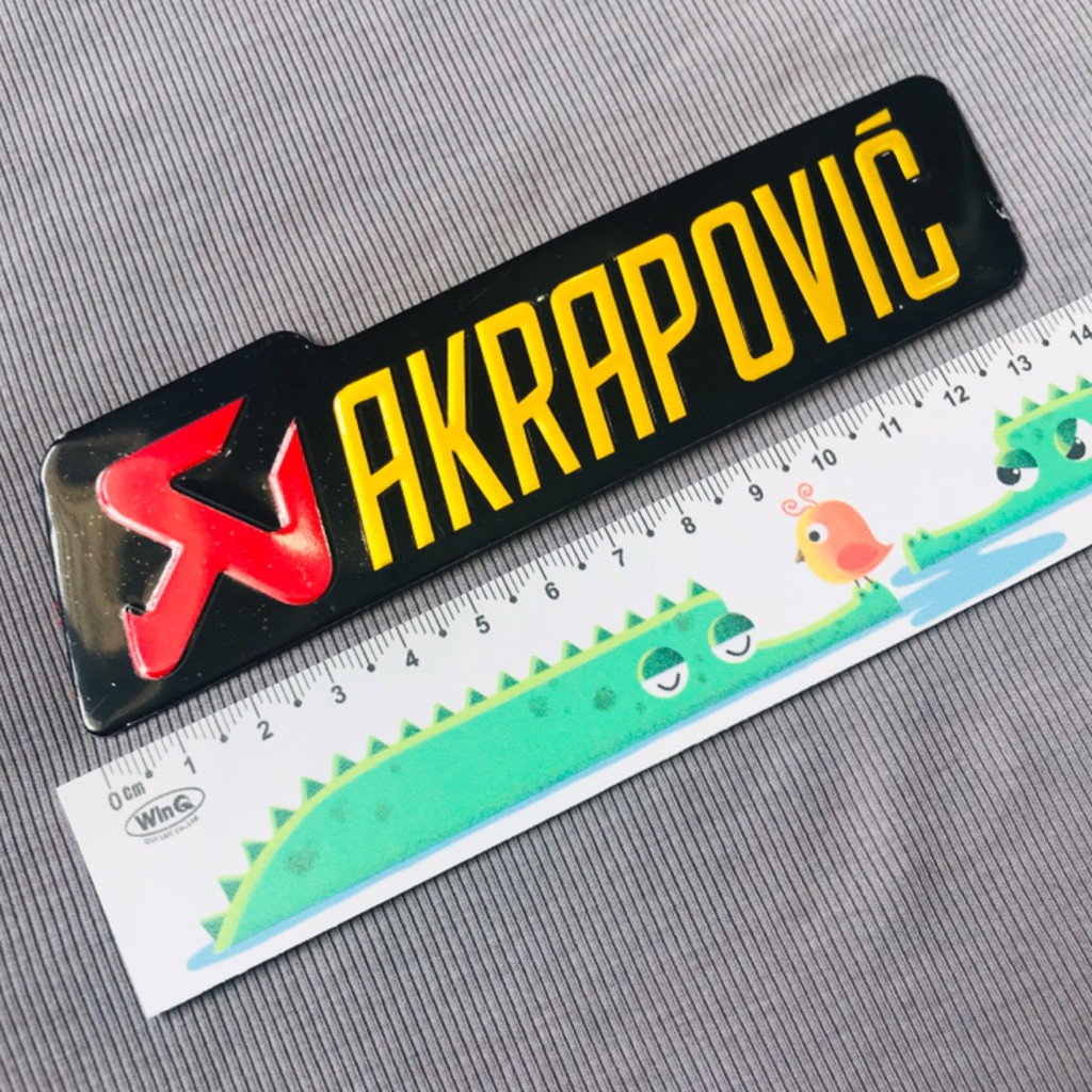 Tem nhôm Arkapovic kích thước 14cm dán trang trí xe máy