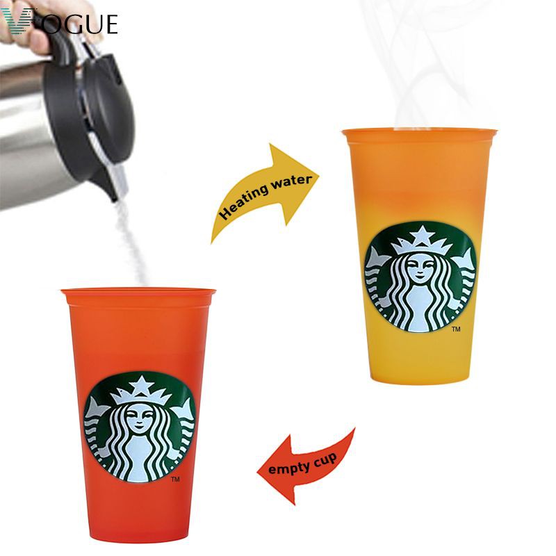 STARBUCKS Ly Uống Cà Phê Đổi Màu Đáng Yêu 473ml / 16floz