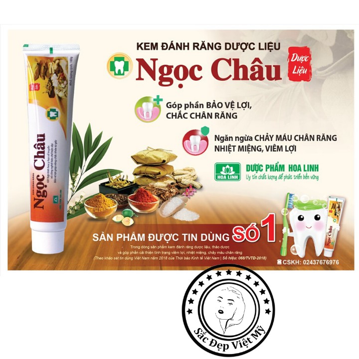 Kem Đánh Răng Thảo Mộc💋Freeship💋Kem Đánh Răng Ngọc Châu Chính Hãng Giúp Răng Chắc Khoẻ, Ngừa Bệnh Nha Chu