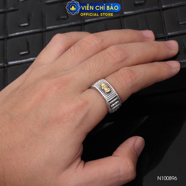 Nhẫn bạc nam nữ Tỳ Hưu Thiên Lộc khắc Lục Tự Chân Ngôn chất liệu bạc Thái 925 thương hiệu Viễn Chí Bảo N100896