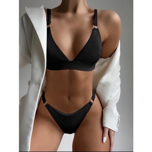Bikini hai mảnh màu đen tôn dáng có mút  , bikini hai mảnh chính hãng Shein