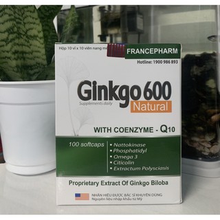 Ginkgo 600 Giúp hoạt huyết dưỡng não, bền thành mạch hộp 100 viên