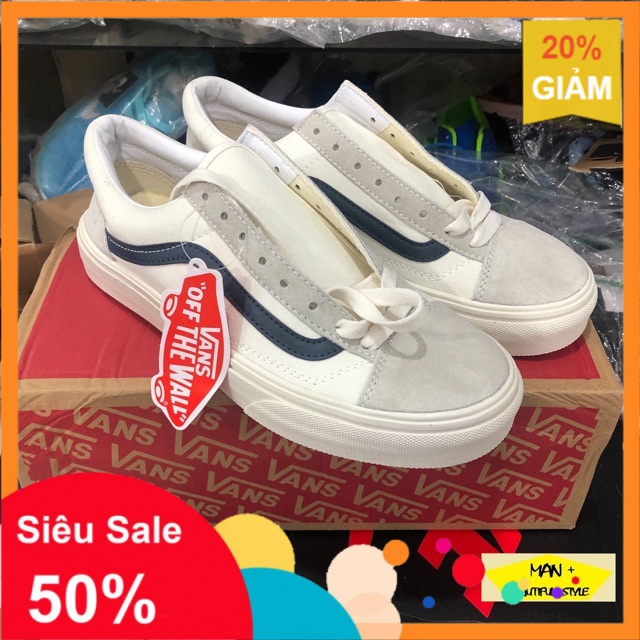 SALE XẢ LV-NEW ⚡ [XẢ KHO] (Ảnh chụp) Giày vans style old skool trắng đục [ĐEP CHUẨN ] 🔥 ✔️ : 🔥 XIÊU RẺ * < ˇ