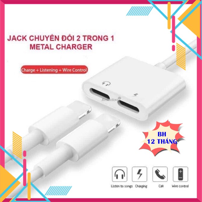 Jack Chuyển Đổi Vừa Sạc Vừa Cắm Tai Nghe (Chia 2 Cổng Chân Lightning Cho Các Dòng iPhone)