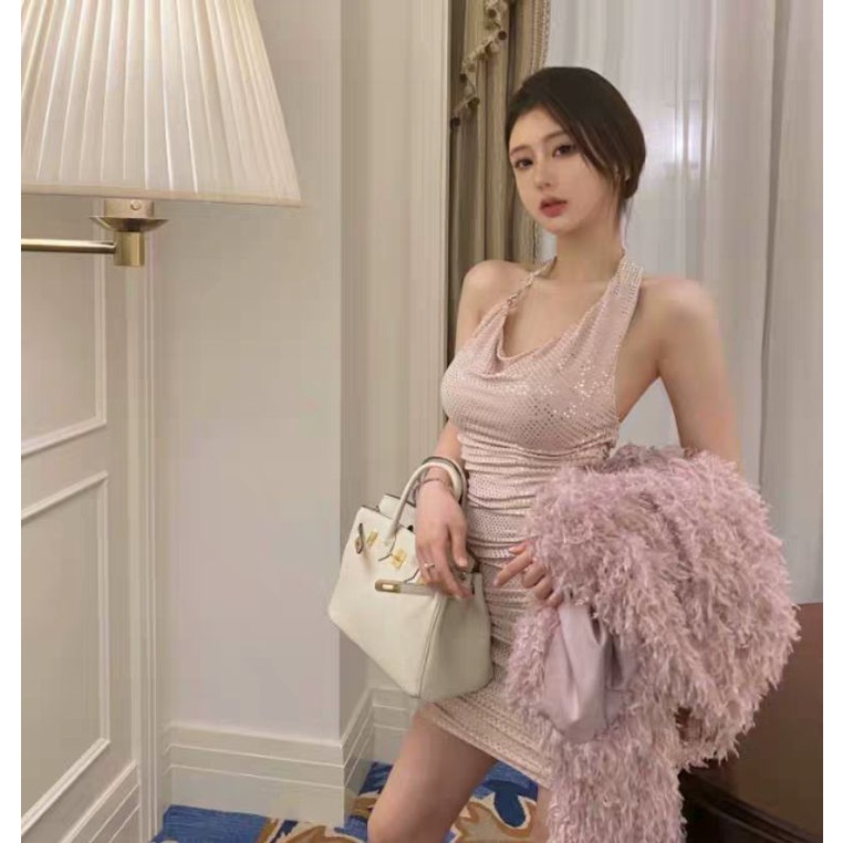 (Oder) Váy đầm body gắn kim sa bling bling. Váy yếm dáng ôm ngắn lung linh.