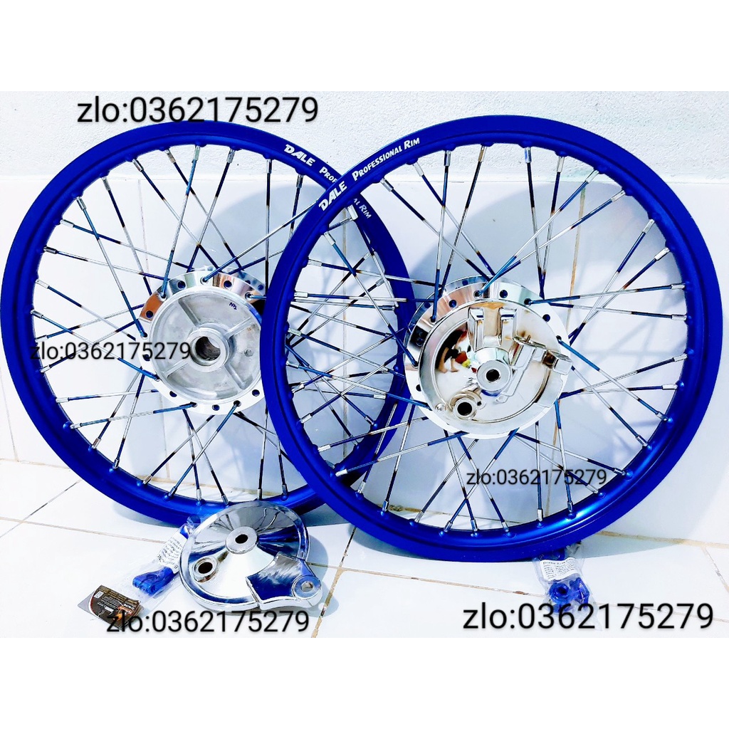 CẶP BÁNH CĂM XE WAVE ,DREAM TRƯỚC SAU ĐÙM NIỀN NHÔM DALE .BAN ZAI .SOLUTE .SH THÁI MÀU XANH KÈM  MÁ VỚI A