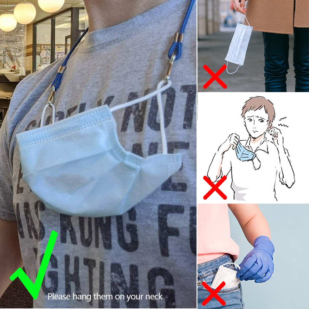 Dây đeo khẩu trang co giãn không để lại dấu với hai móc treo cho người lớn và trẻ