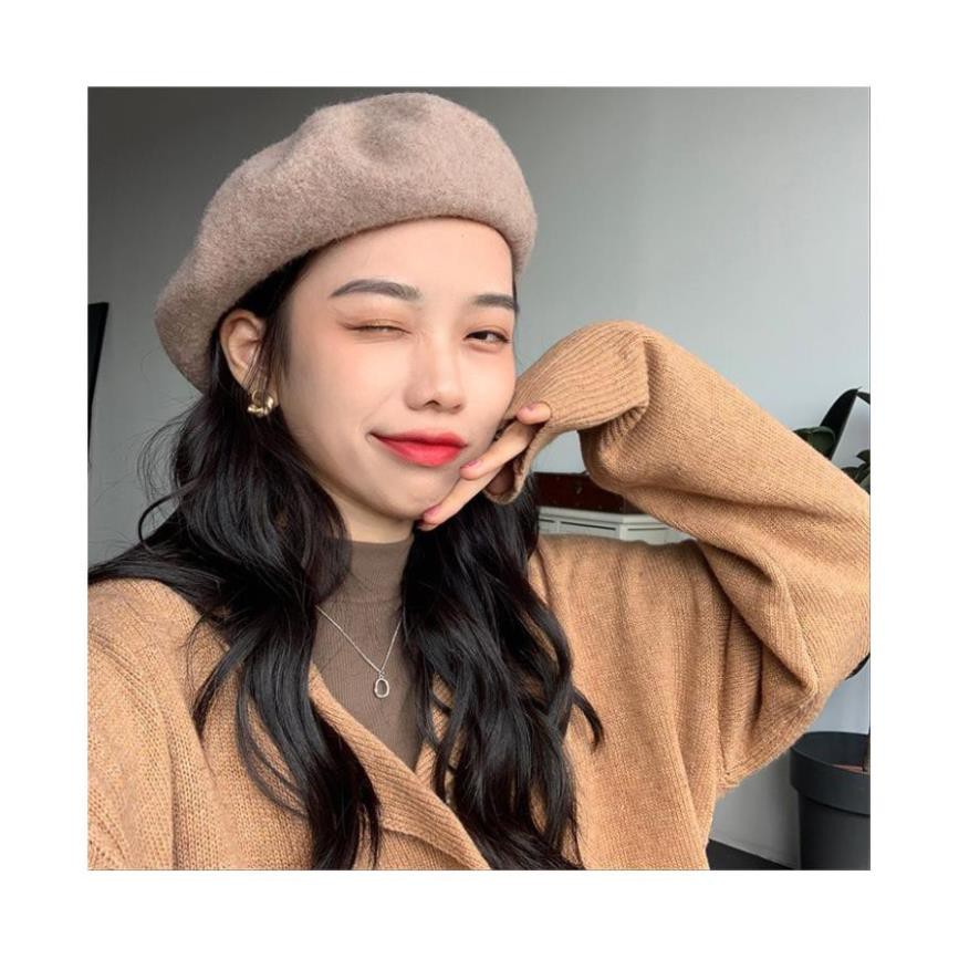 Mũ Len Nồi Beret Vintage Thu Đông Phong Cách Hàn Quốc Mũ Nồi Beret Chụp Ảnh Đà Lạt Retro Thời Trang