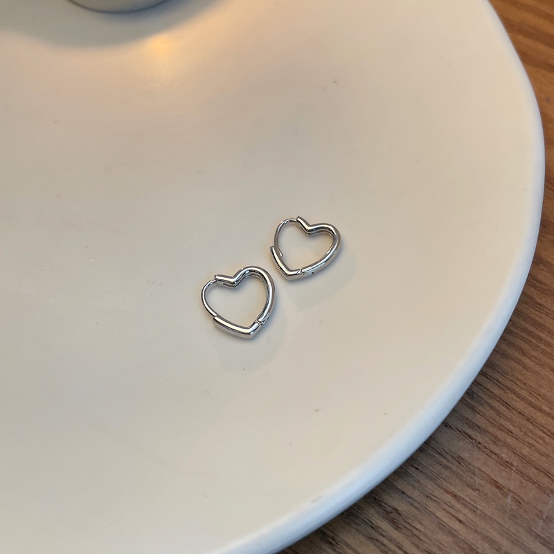 Khuyên Tai Bạc Hình Trái Tim Đơn Giản Thời Trang