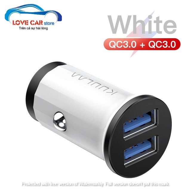 Tẩu sạc nhanh KUULAA tốc độ cao QC 3.0_2 cổng USB + PD hàng cao cấp phụ kiện ô tô xe hơi