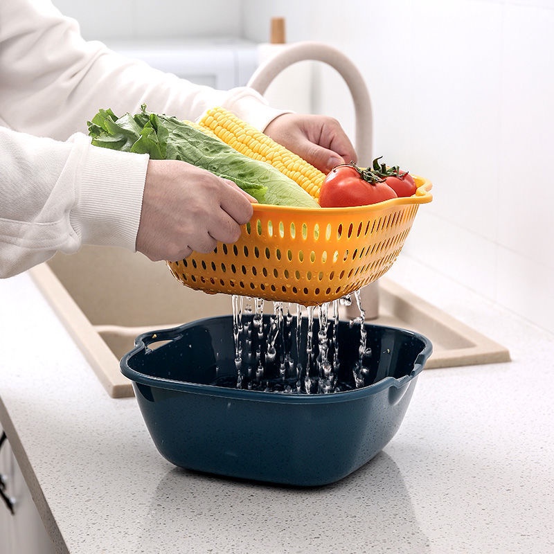 Rổ Nhựa Chữ Nhật Gồm Rổ Đựng Đồ Kèm Chậu