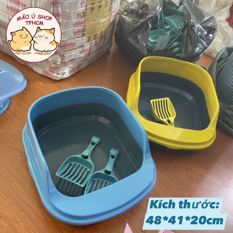 KHAY VỆ SINH CHO MÈO THÀNH CAO KÈM XẺNG VÀ ICON GẮN THÀNH