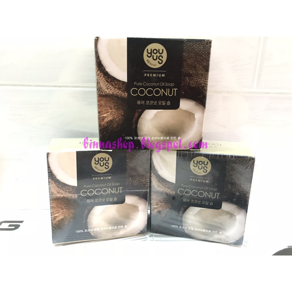 Xà phòng dầu dừa thiên nhiên 100% Hàn Quốc YouUs GS Pure Coconut Oil Soap 유어스 퓨어 코코넛 오일 솝