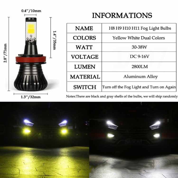 Bộ 2 đèn pha LED sương mù ô tô màu H3 H7 H11 9005 881 H4 H8 H16 9006 HB3 HB4 880 881 H27 H1