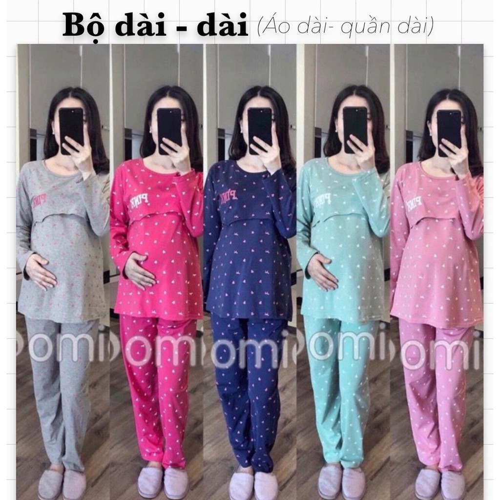 Bộ đồ bầu Sau sinh size ĐẠI (bigsize 75 - 85kg) vén ngực cho bé ti, chất cotton mềm mịn cho mẹ bầu mặc nhà