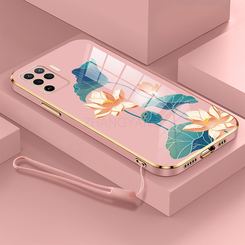 ốp lưng oppo a94 ốp điện thoại oppo a94 Ốp Điện Thoại TPU Dẻo Mạ Màu Họa Tiết Hoa Sen Sang Trọng