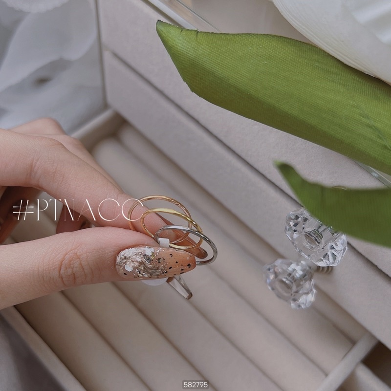 Set nhẫn titan, bộ nhẫn 3 chiếc rời siêu mảnh đơn giản .PTNACC.