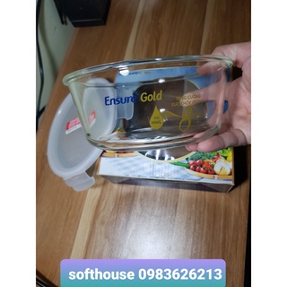 Hộp thủy tinh lock and lock cỡ lớn dung tích 950ml hàng tặng từ sữa Ensure dùng được trong lò vi sóng, máy rửa bát