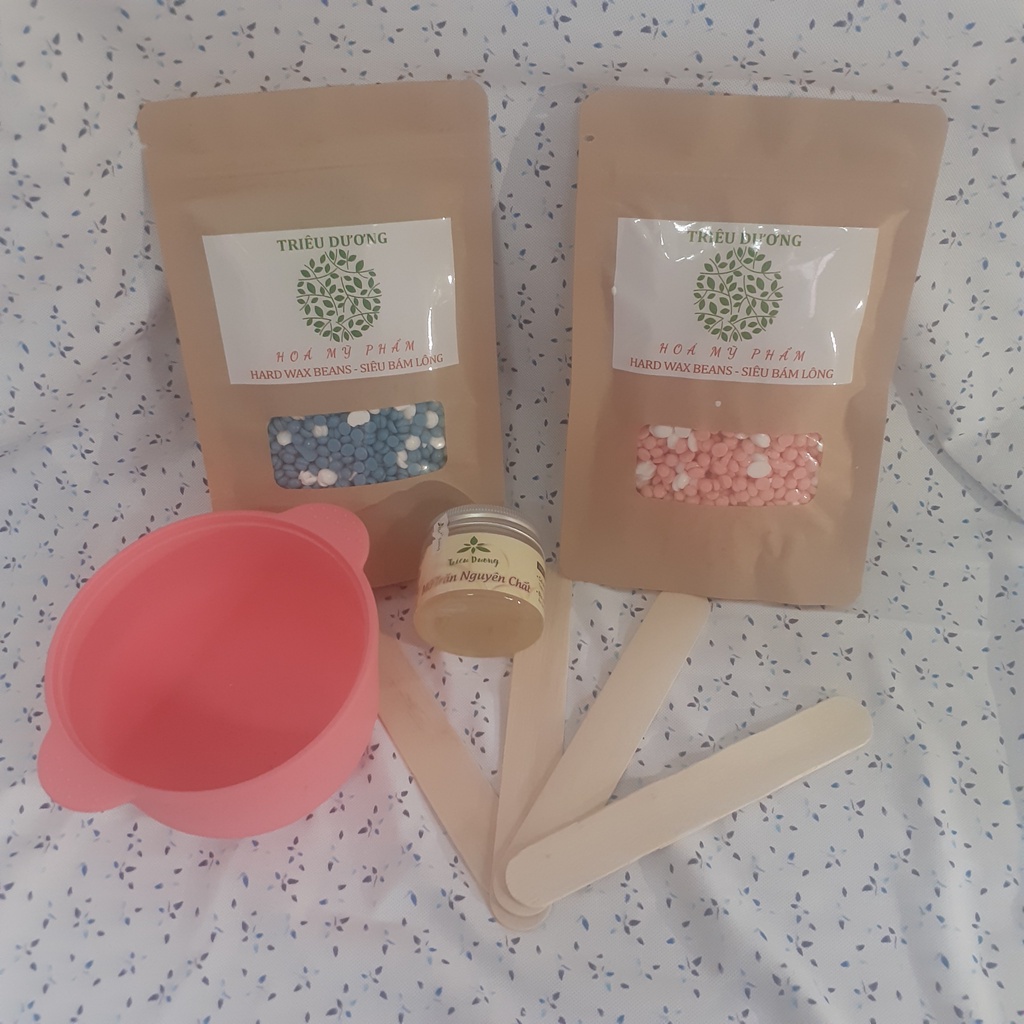 Set Wax: Chén (Bát) chống dính SILICON + Sáp bám lông màu TD + Mỡ trăn 50 (Tặng que lấy sáp)