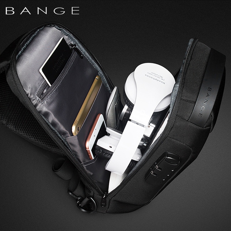 BANGE Túi Đeo Chéo Chống Thấm Nước Chống Trộm Có Cổng Sạc USB Tiện Dụng Cho Nam