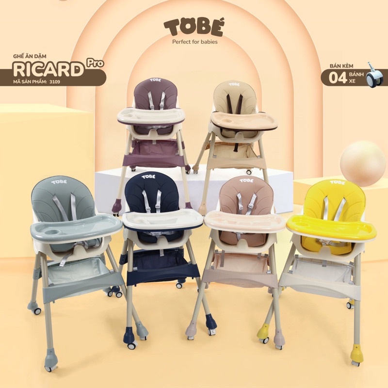 Ghế ăn dặm Ricard phiên bản Pro siêu tiện lợi cho mẹ và bé chính hãng ToBé ( Tặng kèm 4 bánh xe )