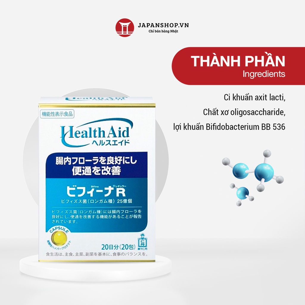 Bột men tiêu hóa Health Aid R Bifina tăng cường lợi khuẩn, bảo vệ đường ruột 20 gói