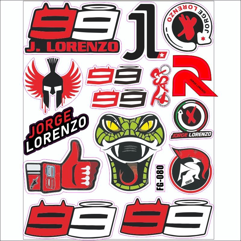 Sticker MotoGP Jorge Lorenzo 99 thiết kế đẹp mắt dùng trang trí nón bảo hiểm độc đáo
