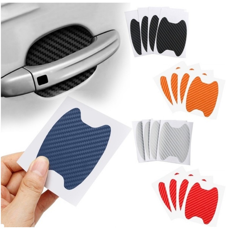 Bộ 4 Miếng Dán Bảo Vệ Tay Nắm Cửa Xe Hơi Bằng Sợi Carbon