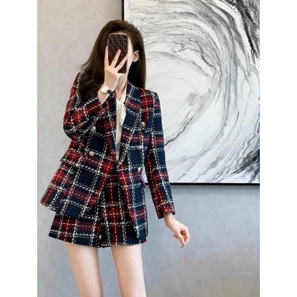 Sét Dạ nữ Màu Kẻ Ca Rô