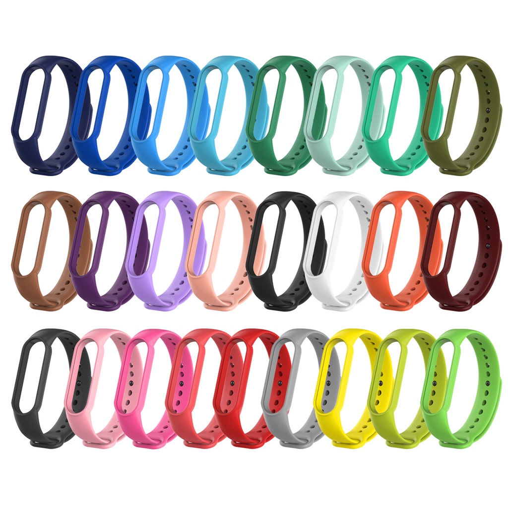 Dây Đeo Thay Thế Chất Liệu Silicon Màu Trơn Cho Xiaomi mi band 7 6 5 mi band 7