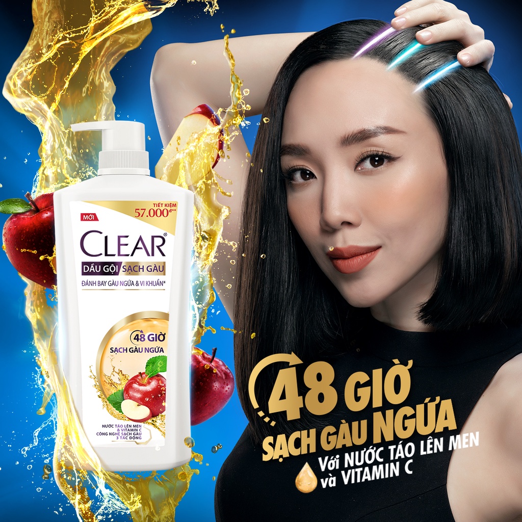 Dầu gội đầu Clear sạch gàu ngứa và vi khuẩn suốt 48 Giờ 880g