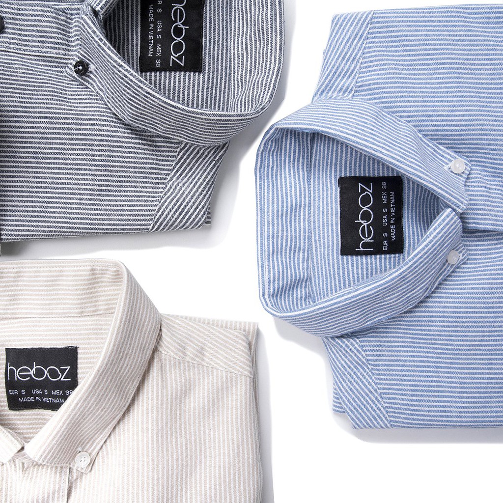 HEBOZ - Sơ mi nam kiểu sọc tăm -  vải linen nhẹ nhàng thoáng mát - có cổ 3 màu - 00000655 | BigBuy360 - bigbuy360.vn