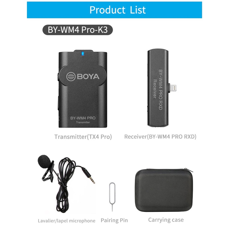 Micro thu âm không dây Boya BY-WM4 Pro K3, Cổng iPhone/iPad